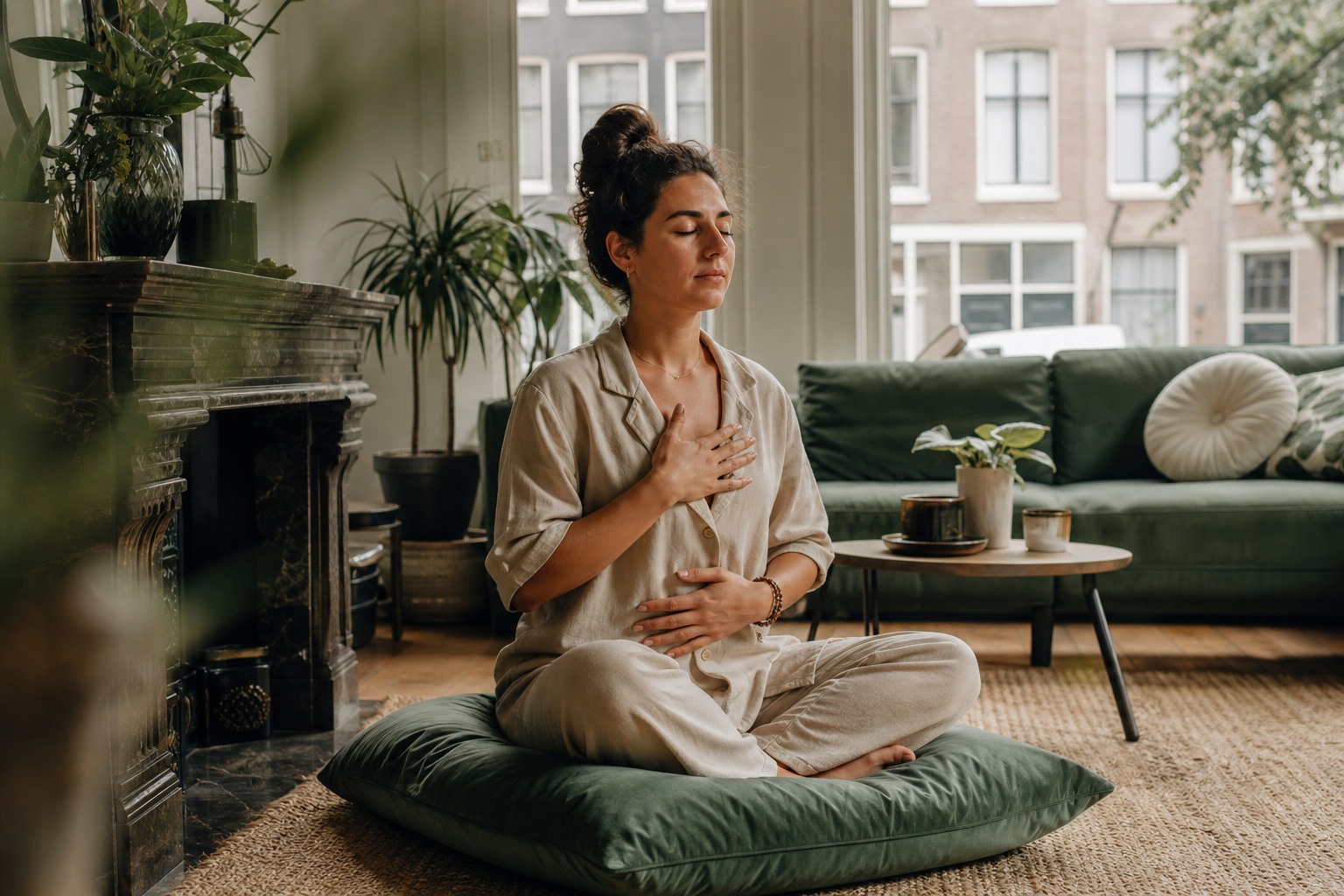 Calm breathing practice for comfortable well-being from Vitaluherb